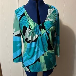 Worthington Women's Blue and Green Blouse